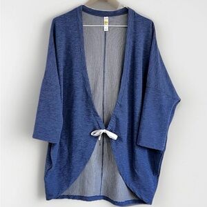 LOLE Blue Open Front Cardigan with Tie